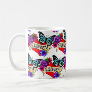 I Love You Valentine's Day Heart and Rose Coffee Mug