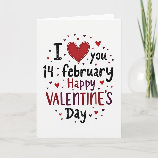 I Love You Valentines Day Heart Card (Front)