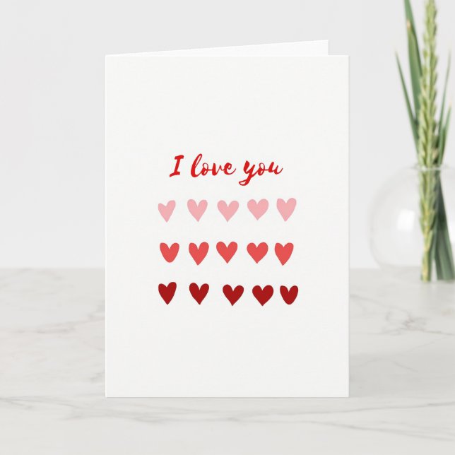 I Love You Valentines Day Hearts Card (Front)