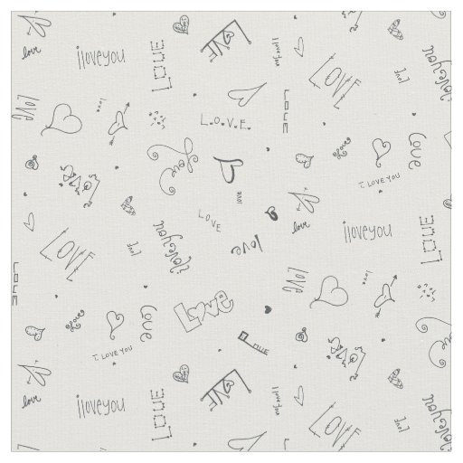 i love you valentines day modern doodle fabric