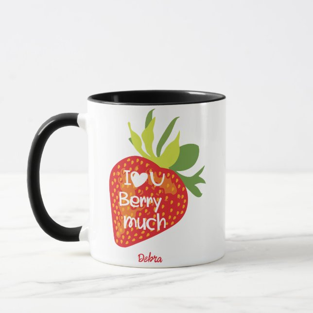 I Love You Valentines Day Mug - Strawberry Design (Left)
