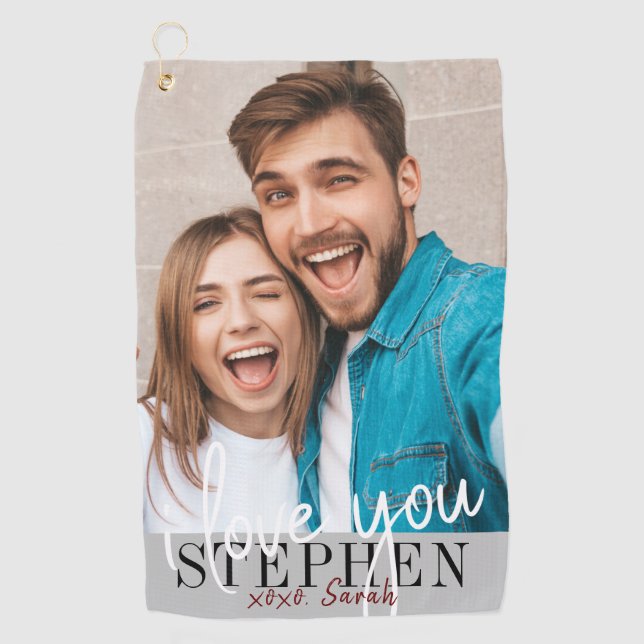 I Love You Valentine's Day Photo Golf Towel (Front)