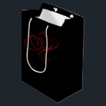 I LOVE YOU VALENTINE'S DAY ROMANTIC RED HEARTS MEDIUM GIFT BAG<br><div class="desc">HAPPY VALENTINE'S DAY - I LOVE YOU:  Two hand-drawn red linked hearts on black background with customizable handwritten script lettering.</div>