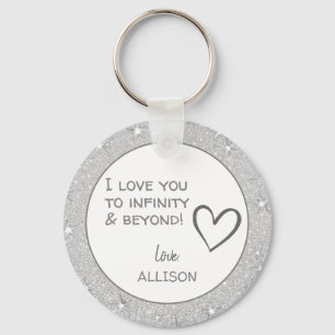 I love you Valentines Day Silver Glitter Custom Keychain