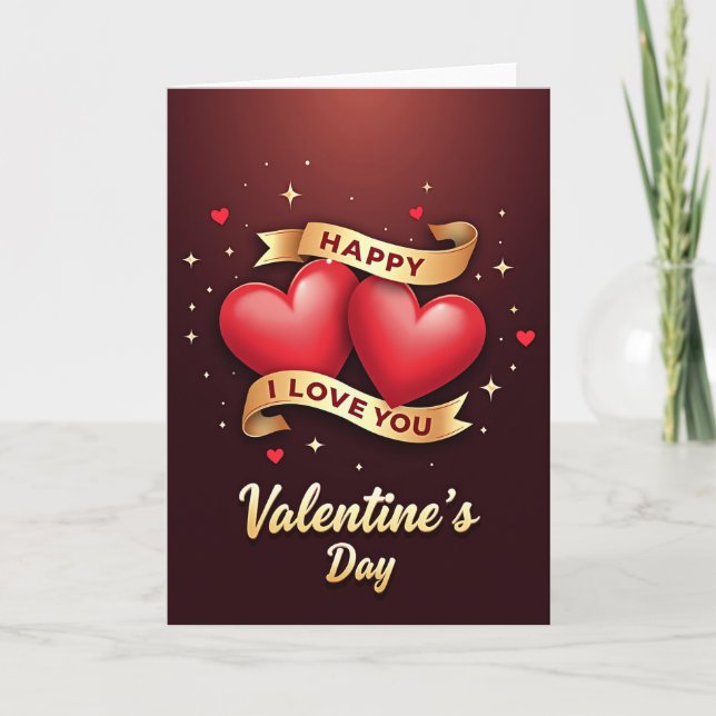 I Love You Valentines Day Star Card (Front)