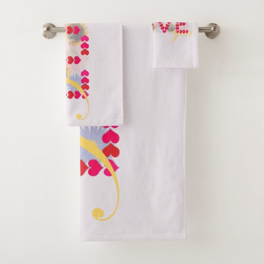 I love you valentine's design bathroom towel set