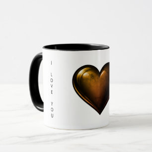 I Love You Valentine's Golden Heart Coffee Mugs