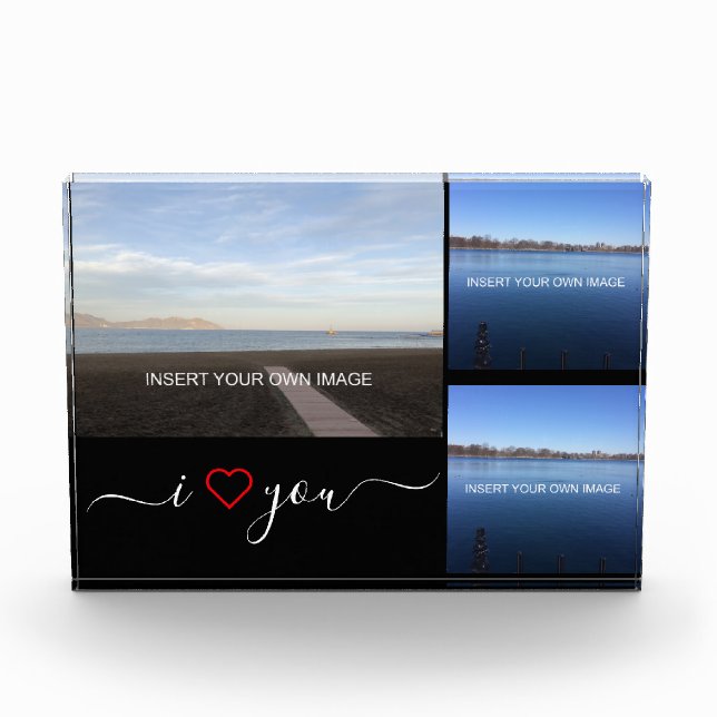 I Love You Valentines Personalized Three Photo Block (Front)