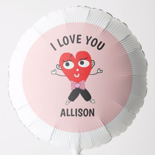 I Love You Valentines Red Heart Personalized  Balloon