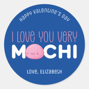 I Love You Very Mochi Funny Cute Valentine's Day Classic Round Sticker