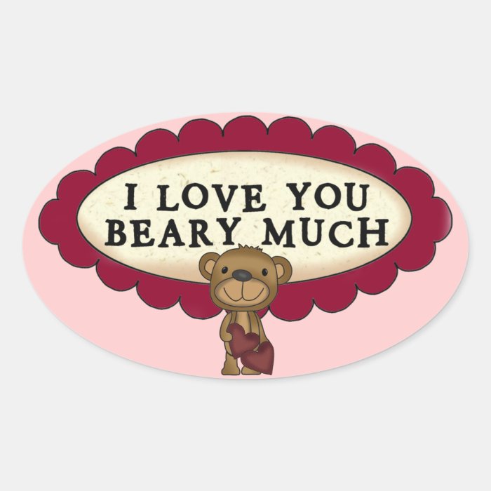 I Love You Very Much Bear Hearts Designer Sticker