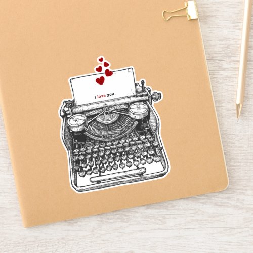 I love you  Vintage Typewriter  Love Note Sticker