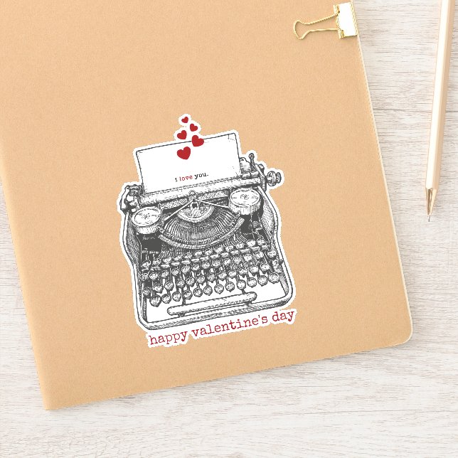 I love you | Vintage Typewriter | Love Note Sticker (Notebook)
