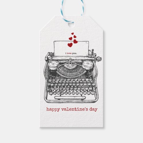 I love you  Vintage Typewriter  Valentines Gift Tags