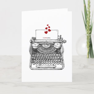 I love you Vintage Typewriter Valentine's Holiday Card