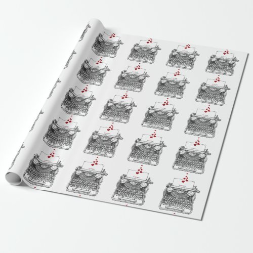 I love you  Vintage Typewriter  Valentines Wrapping Paper