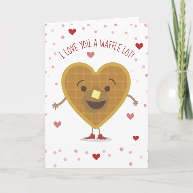 I Love You Waffle Heart Valentine Card (Front)