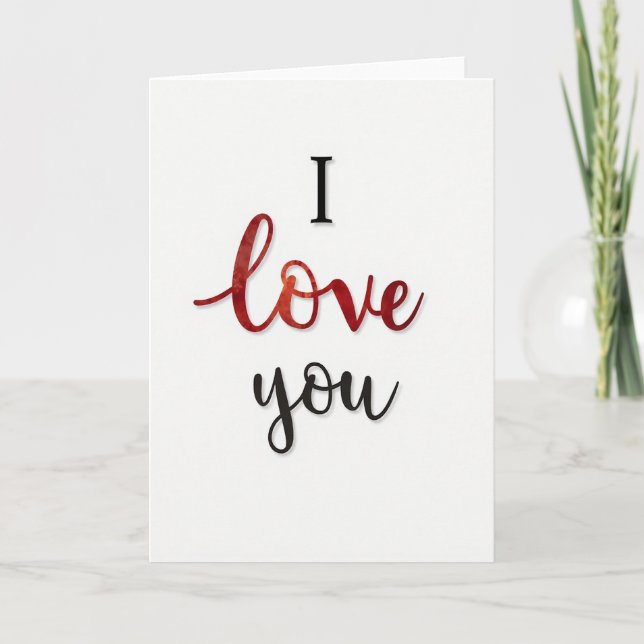 I Love You Watercolor Card (Front)