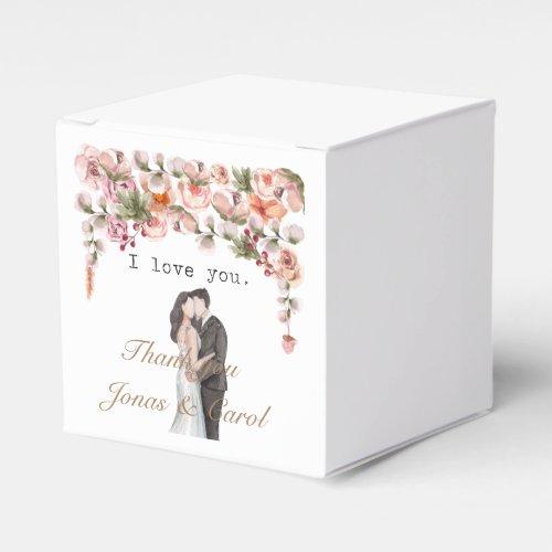 I love you Watercolor floral wedding gift Newlywed Favor Boxes