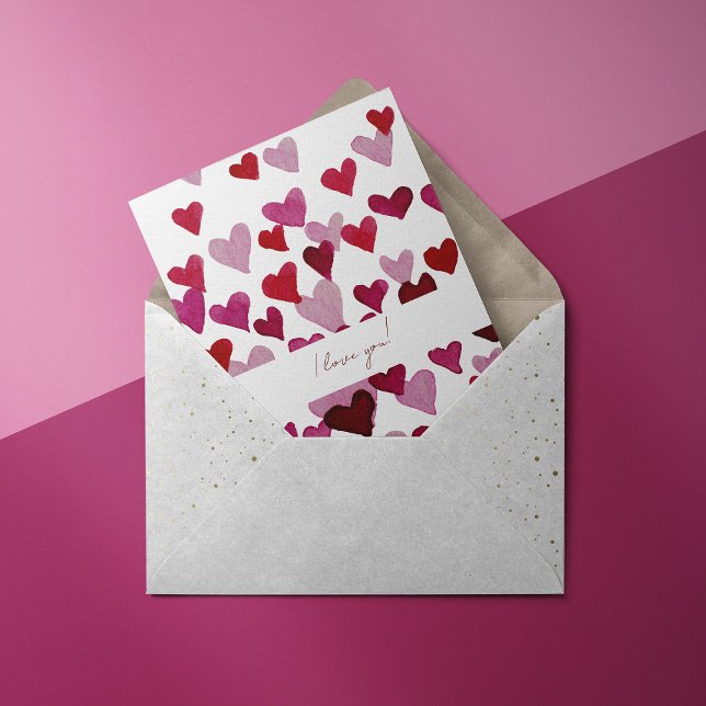 I love you watercolor hearts Valentine's Day card (Creator Uploaded)