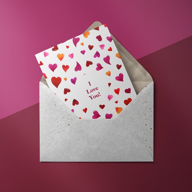I love you watercolor hearts Valentine's Day Card (Creator Uploaded)