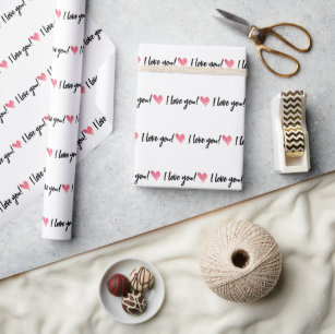 I Love you! watercolor pink heart pattern  Wrapping Paper