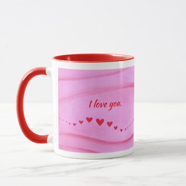 I love you, wave of red hearts custom mugs (Left)