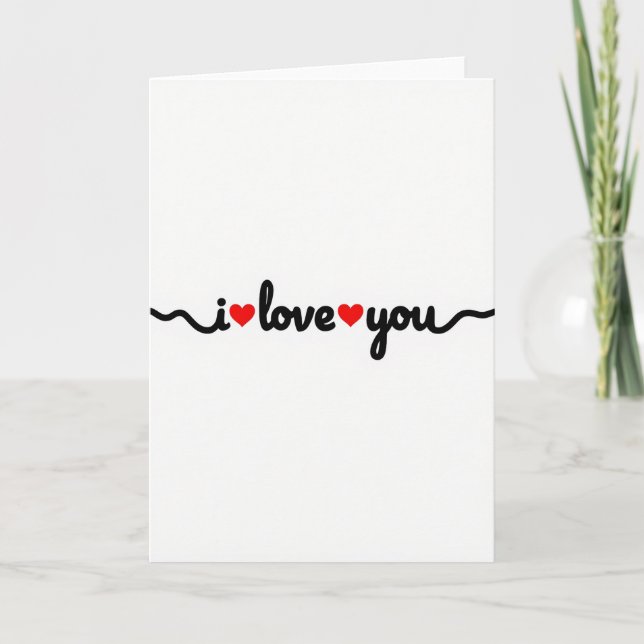 I Love You Wavy Hearts Card (Front)
