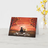 I Love You Whimsical Autumn Sunset Card (Yellow Flower)