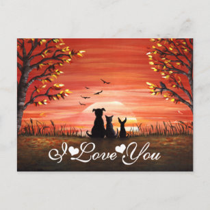 I Love You Whimsical Autumn Sunset Postcard
