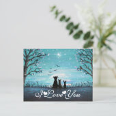 I Love You Whimsical Winter Sunset Postcard (Standing Front)