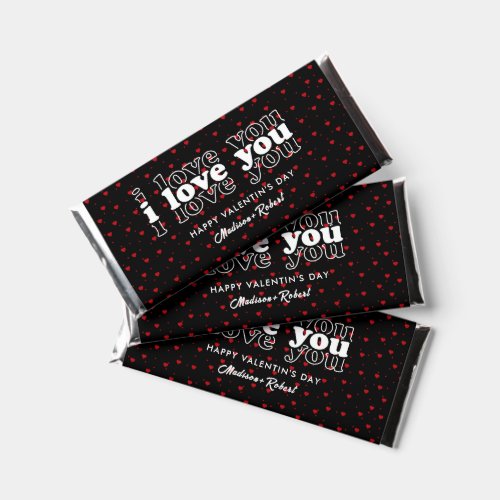 I love you white typography red hearts pattern hershey bar favors