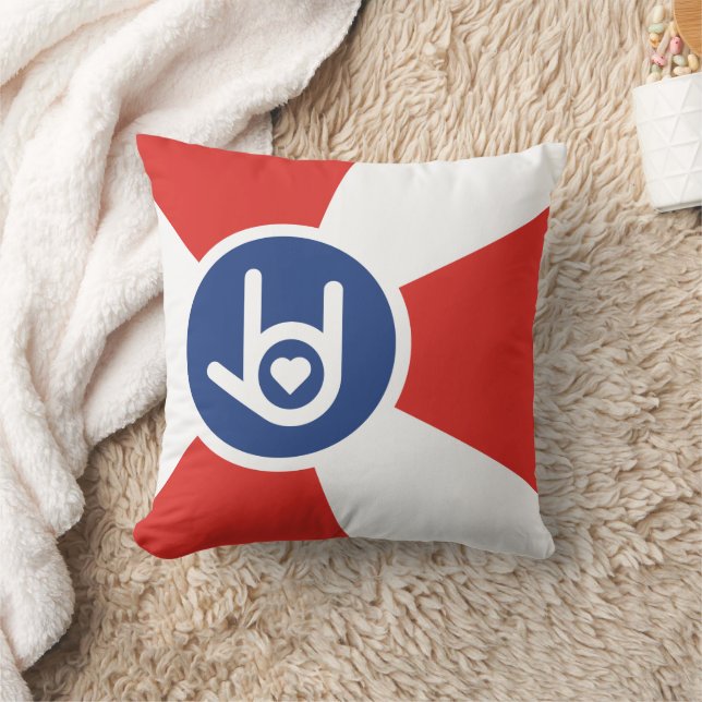 I Love You, Wichita Flag Throw Pillow (Blanket)