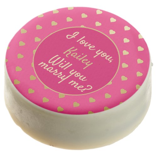 I love you Will you Marry me cute hearts pink gold Chocolate Covered Oreo