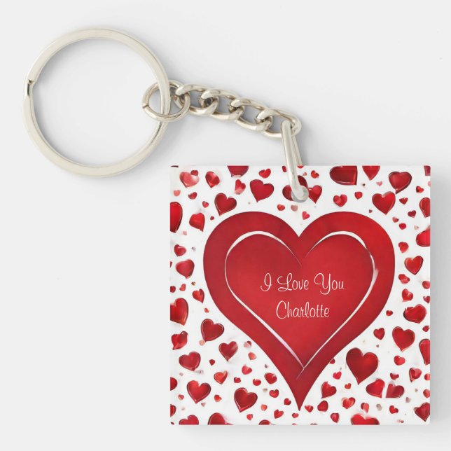 I Love You | Will You Marry Me Red Heart Valentine Keychain (Front)