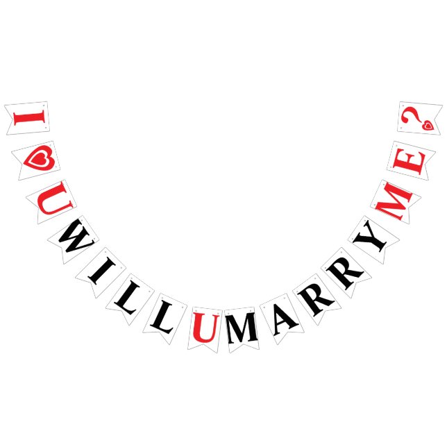 I LOVE YOU, WILL YOU MARRY ME? WEDDING PROPOSAL BUNTING FLAGS (All)