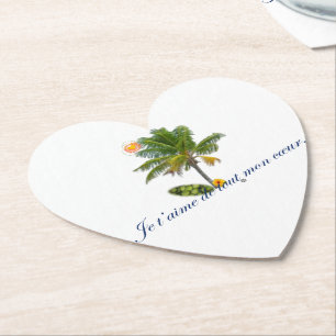 I love you with all my heart paper coaster