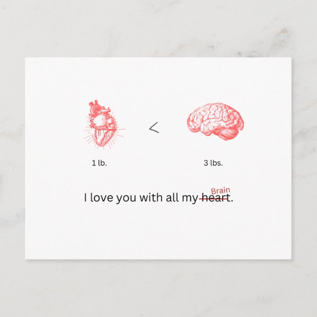 I love you with all my hypothalamus postcard (Front)