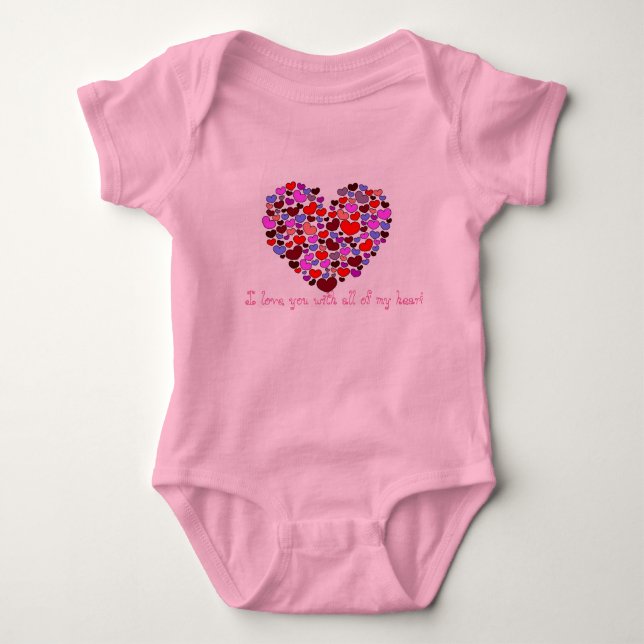 I love you with all of my heart baby bodysuit (Front)