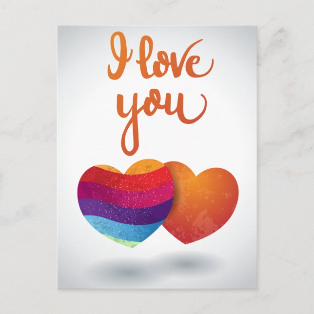 I love You with Couple of Hearts Postcard (Front)