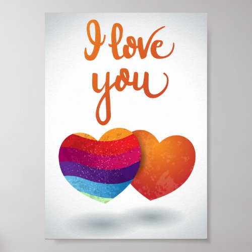 I love You with Couple of Hearts Poster