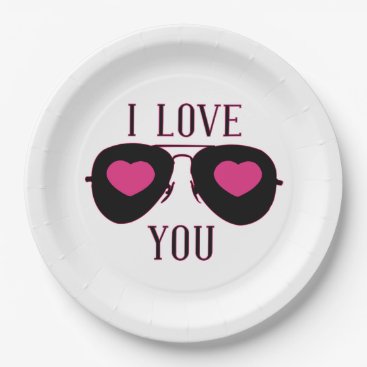 I love you with glasses paper plate I love you with glasses paper plate