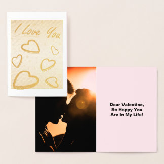 I Love You with Hearts, Add Photo and Quote Foil Card