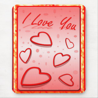I Love You with Hearts Pink Background Mouse Pad