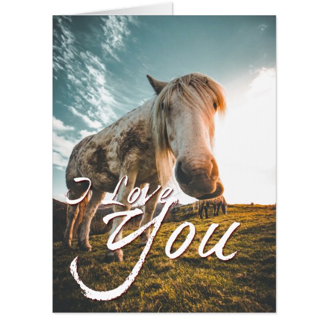 I love you with looking Horse Card (Front)