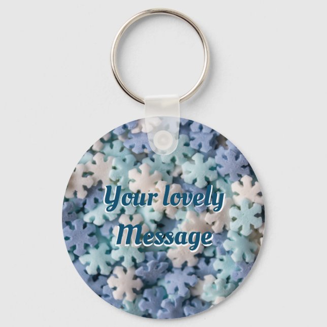 I love you with lovely snowflakes message! keychain (Front)