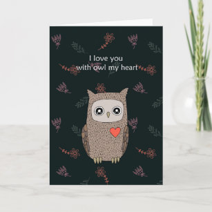 I love you with owl my heart Cute big eye owl Card