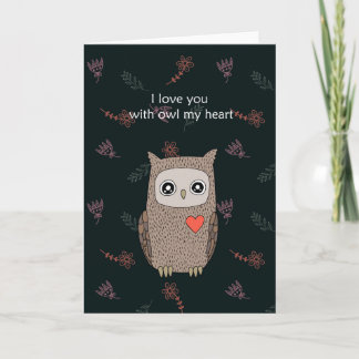 I love you with owl my heart Cute big eye owl Card