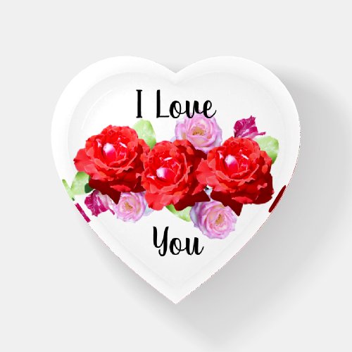 I Love You With Red And Pink Roses Paperweight