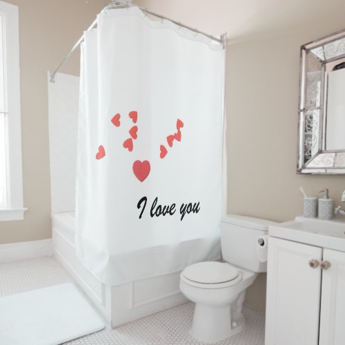 I love you with red hearts on Valentines Day love Shower Curtain